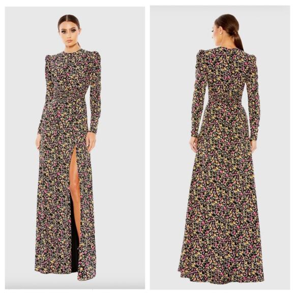IEENA FOR MAC DUGGAL Floral Long Sleeve Gown NEW - Picture 1 of 8